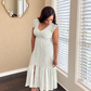 Sage Crinkle Flutter Midi Dress