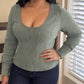 The Elevated Sage V-Neck Ribbed Top