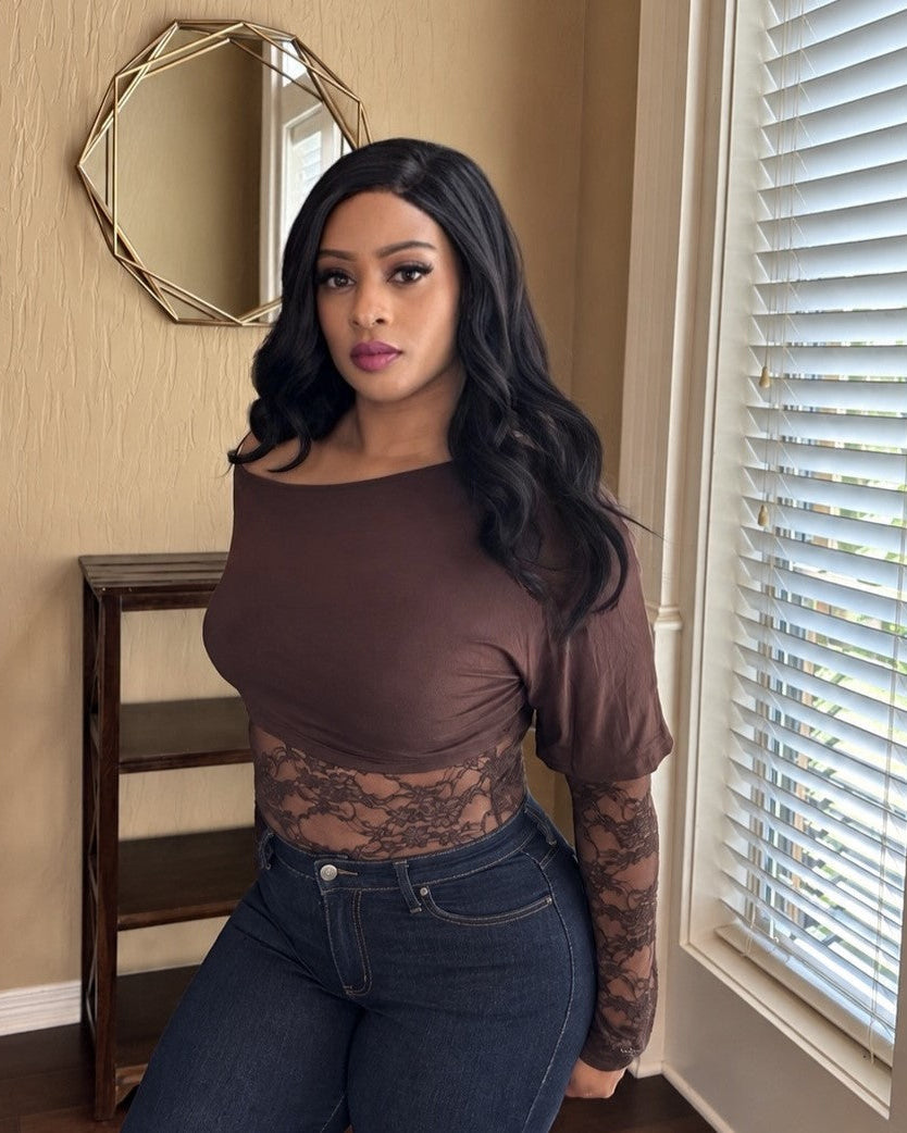 Espresso & Lace Off-The-Shoulder Bodysuit