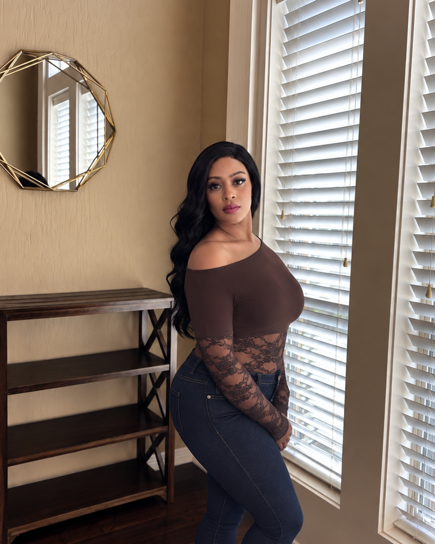 Espresso & Lace Off-The-Shoulder Bodysuit