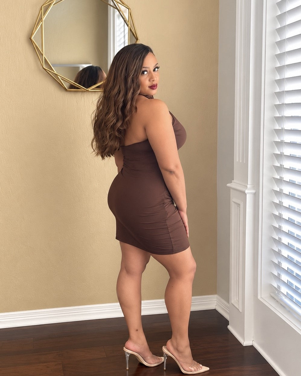 Brown Sugar Ruched Dress