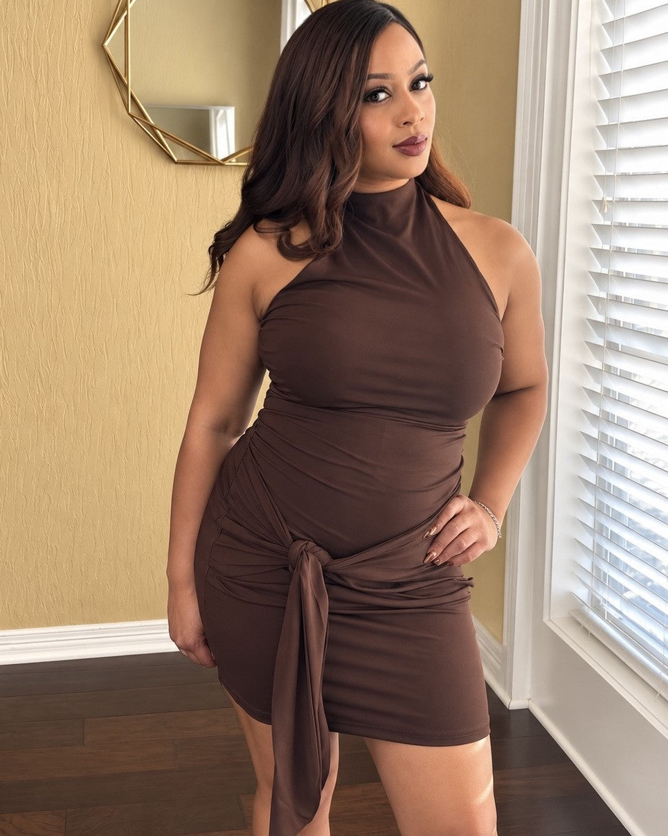 Brown Sugar Ruched Dress